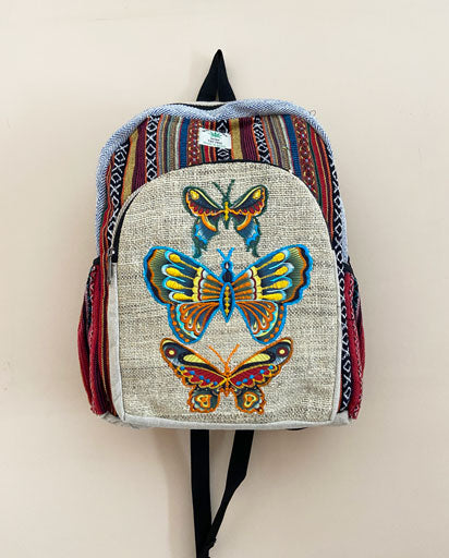 Patched Butterfly Hemp Backpack