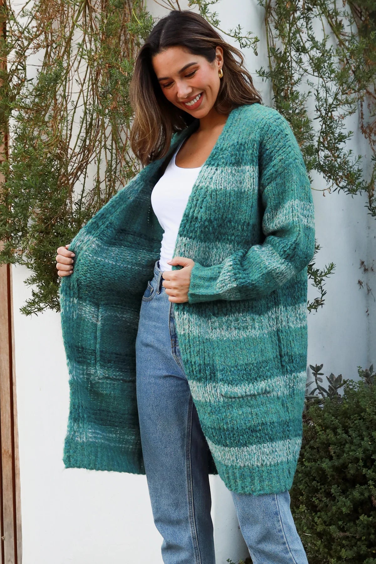 CHARLS STRIPED MIDI CARDIGAN