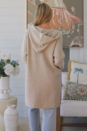 #Mid Length Cardigan With Hood