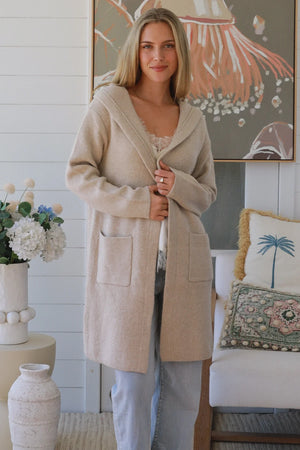#Mid Length Cardigan With Hood