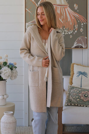 #Mid Length Cardigan With Hood