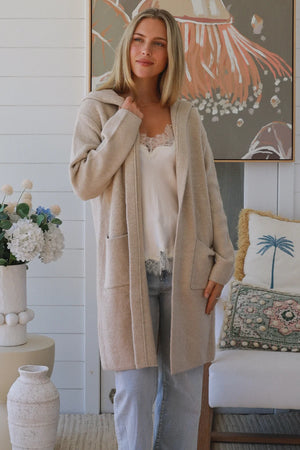 #Mid Length Cardigan With Hood