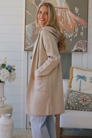 #Mid Length Cardigan With Hood