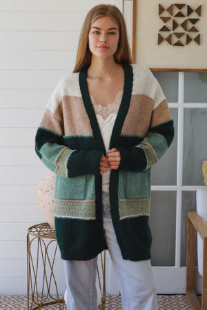 #Roxanne Banded Midi Cardigan