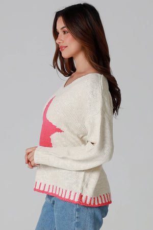 Star V-neck Knitted Jumper