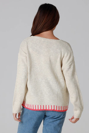 Star V-neck Knitted Jumper