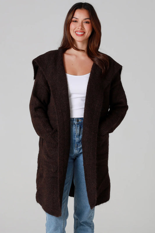 #Front Pocket Mid-length Cardigan