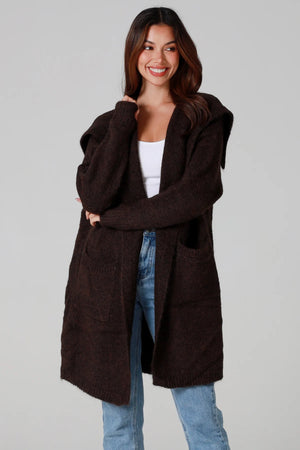 #Front Pocket Mid-length Cardigan