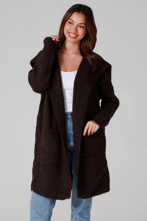 #Front Pocket Mid-length Cardigan