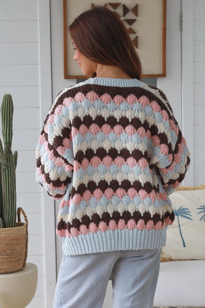 #Neo Striped Puff Knit Cardigan