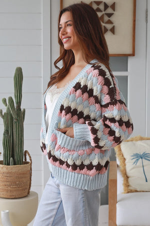 #Neo Striped Puff Knit Cardigan