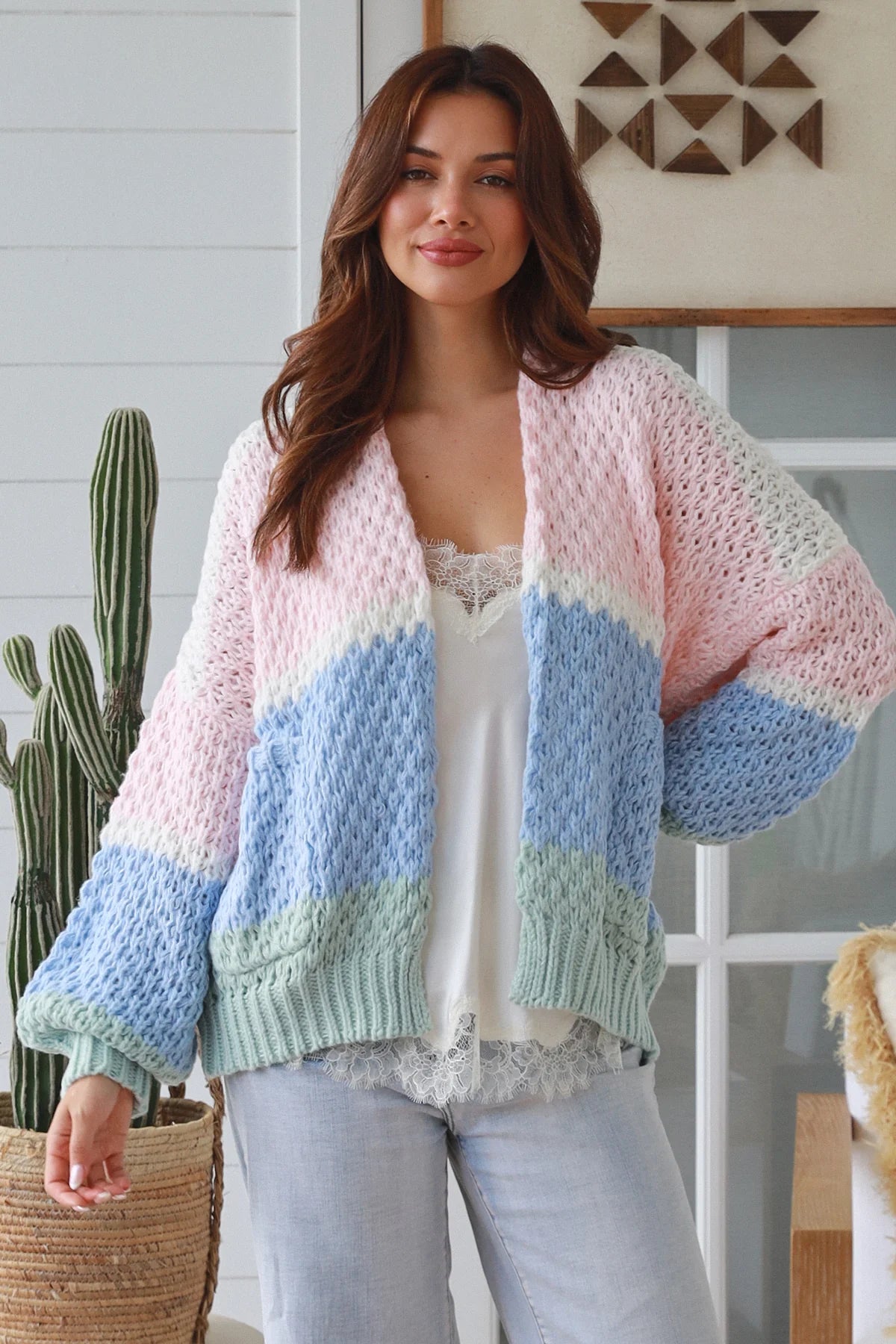 #Millie Striped Knit Cardigan