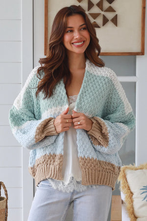 #Millie Striped Knit Cardigan