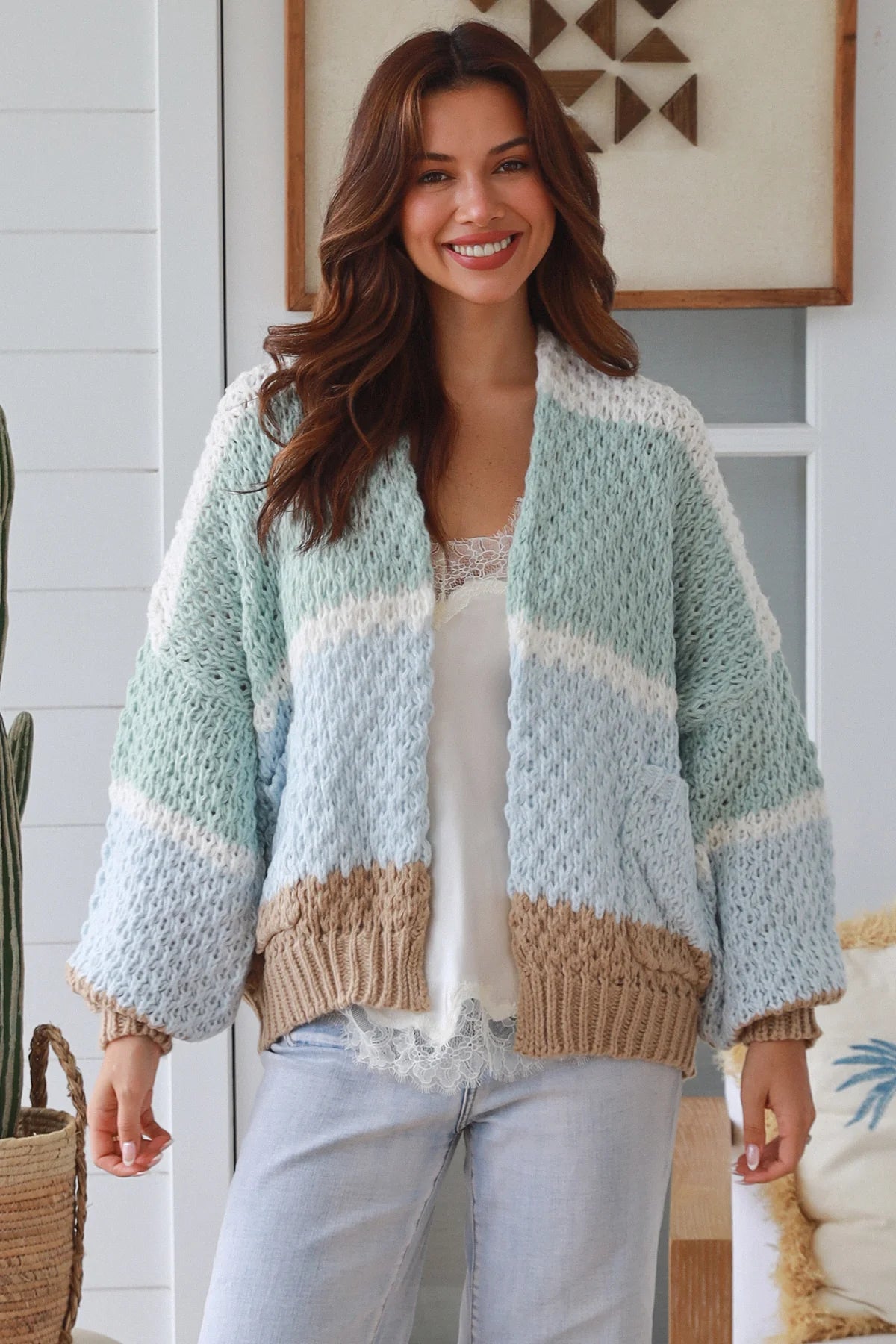 #Millie Striped Knit Cardigan