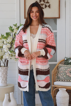#Neapolitan Puff Sleeve Mid Length Cardigan