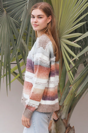 Fur Trim Ombre Cardigan