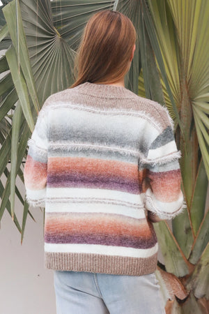 Fur Trim Ombre Cardigan