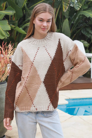 Diamond Cross Knit Jumper