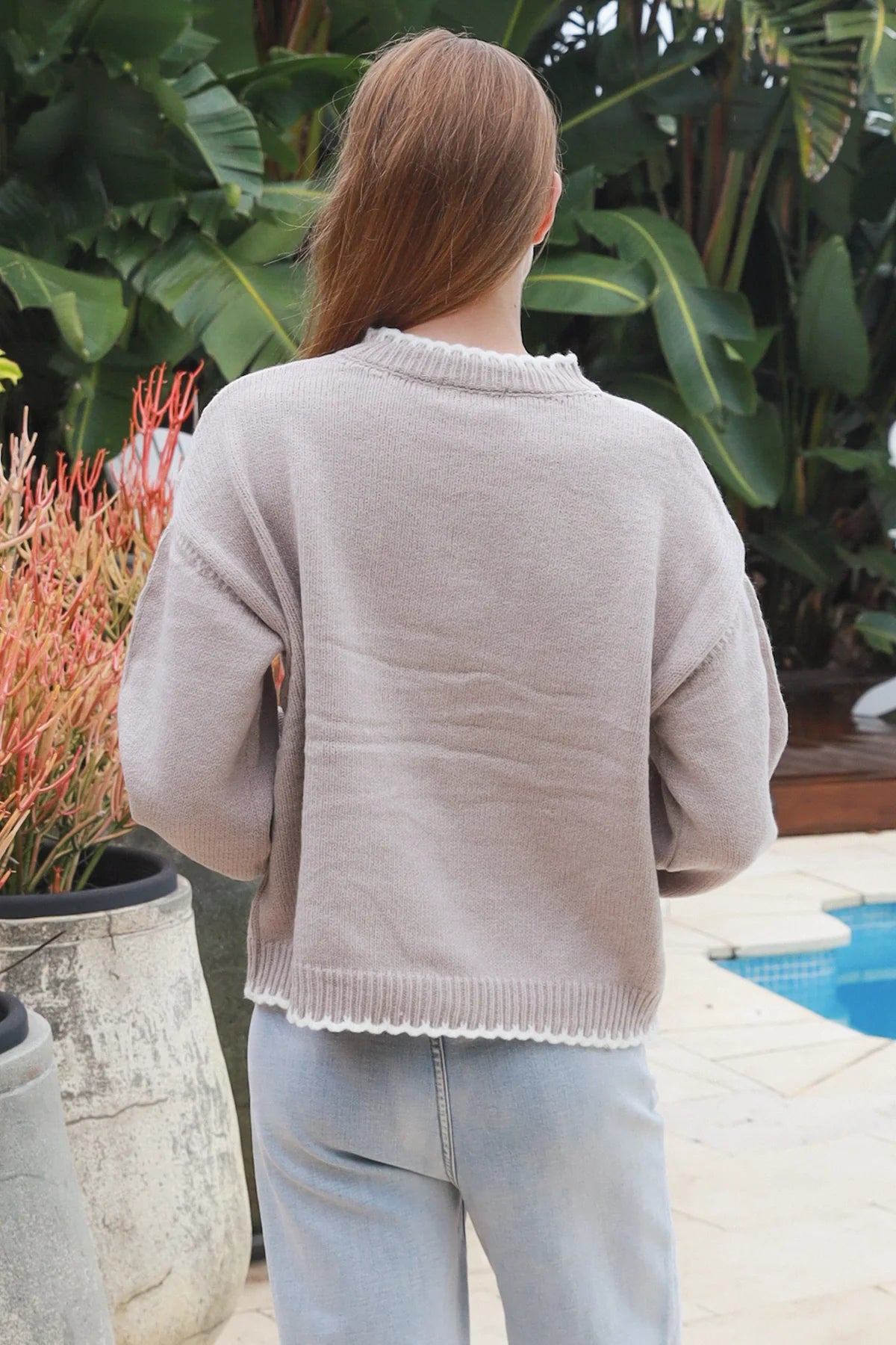 Mylee Knitted Round Neck Jumper With Front Pocket