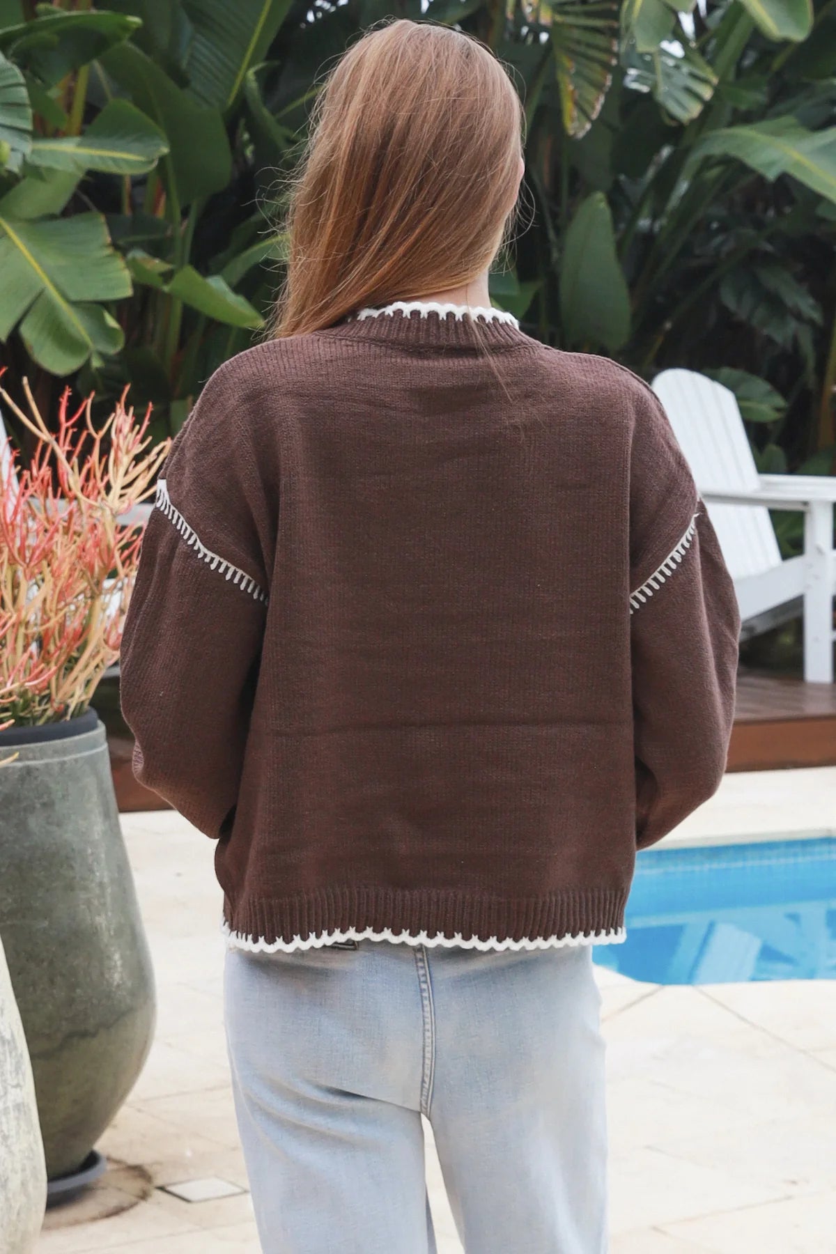 Mylee Knitted Round Neck Jumper With Front Pocket