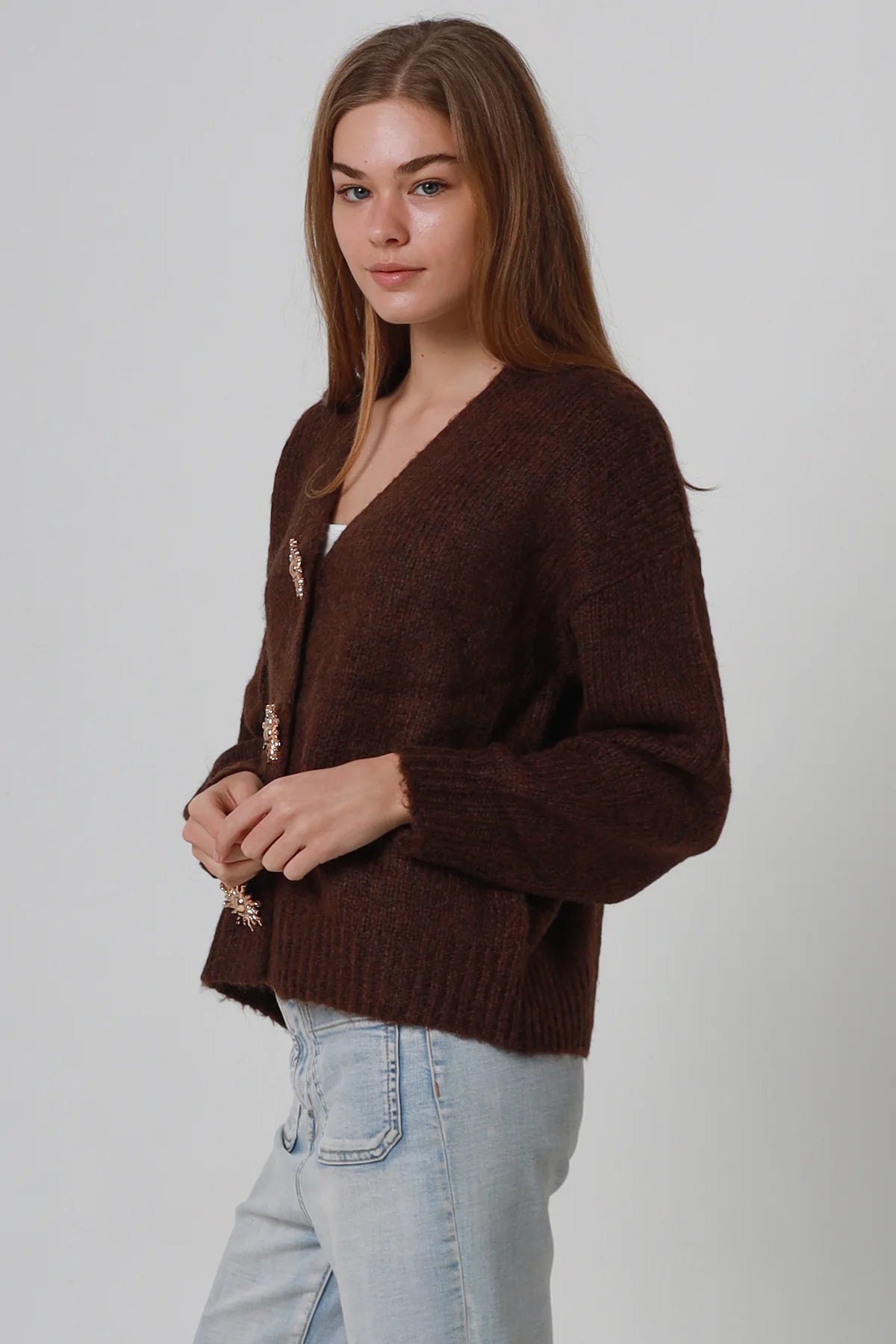 Golden Sun Knit V-neck Cardigan