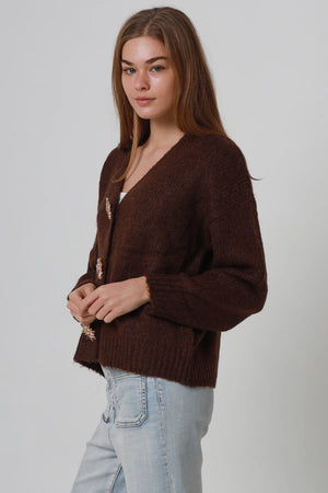 Golden Sun Knit V-neck Cardigan