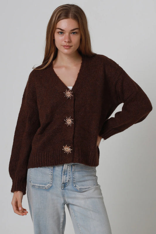 Golden Sun Knit V-neck Cardigan