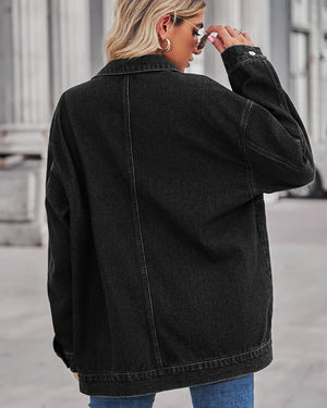 #Cotton Hip-Length Denim Jacket