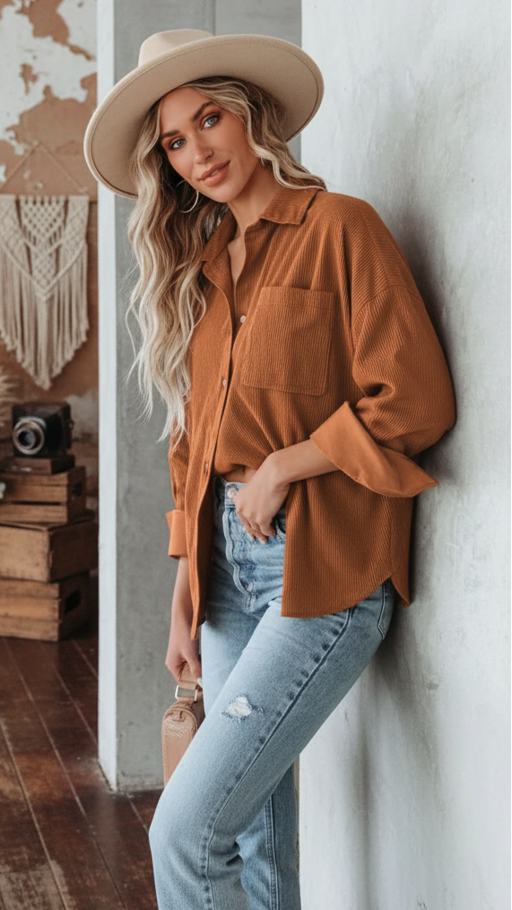 #Button-up Corduroy Shacket