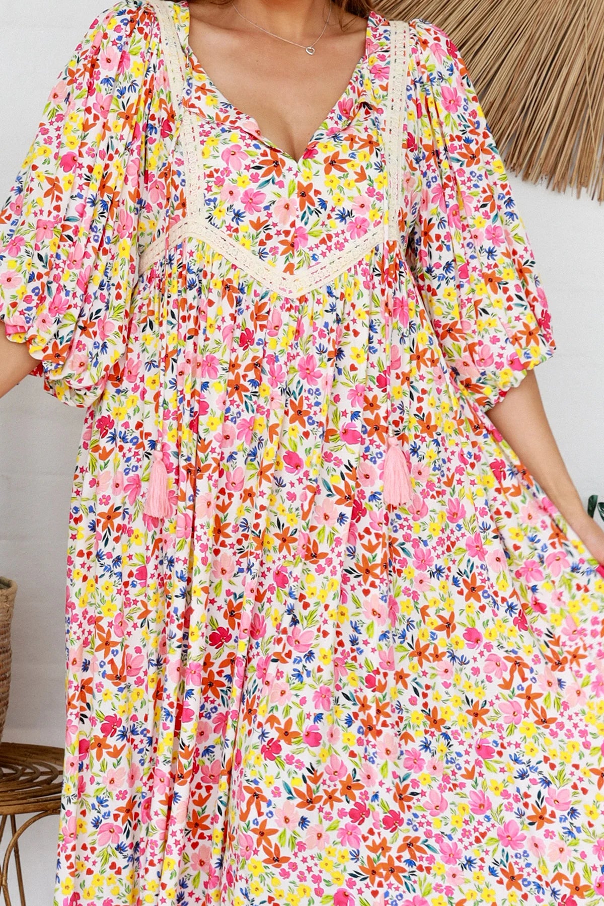 LILLIAN MIDI DRESS WITH LACE