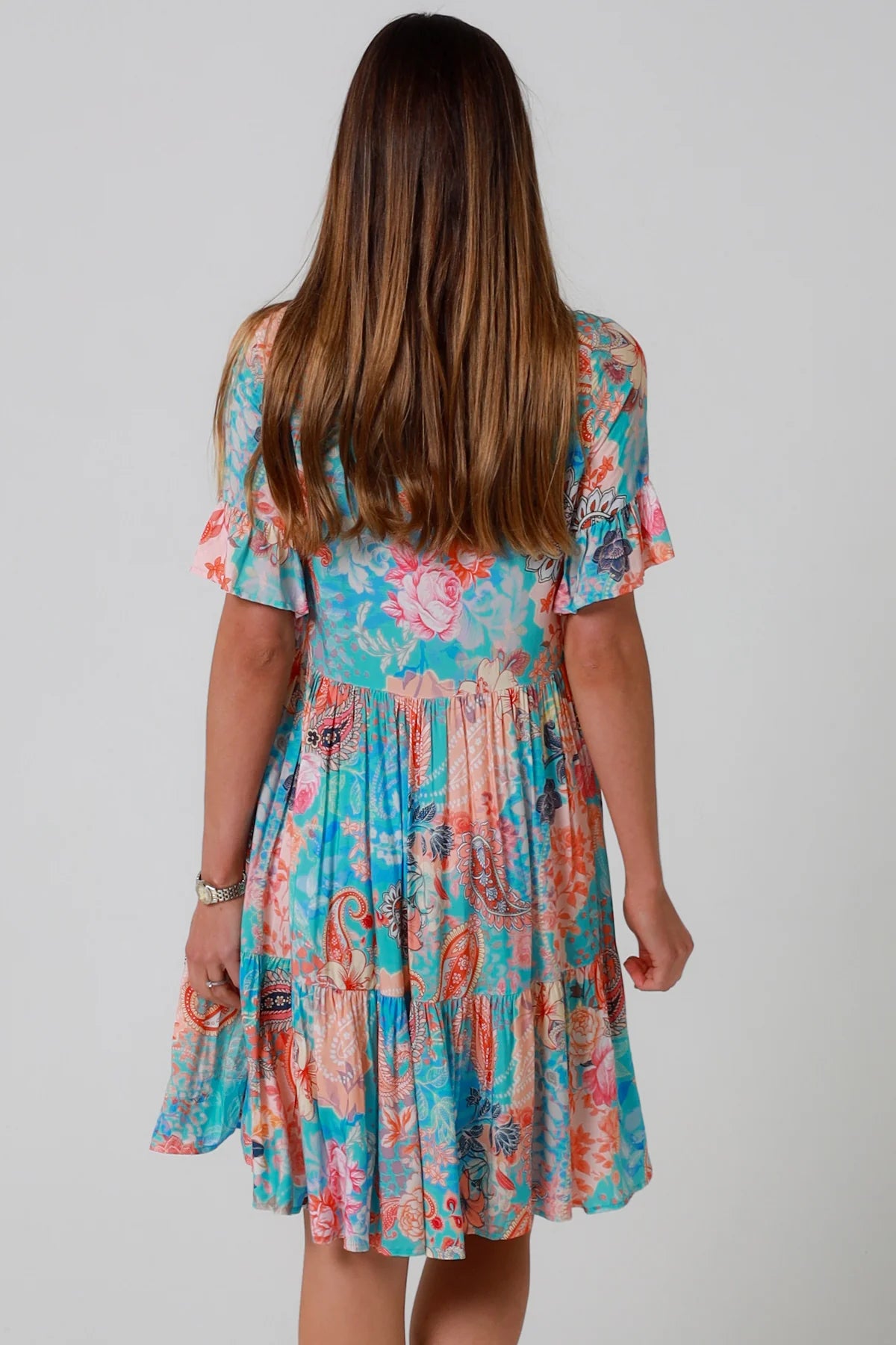 Jaylani Blue Cap Sleeve Mini Dress