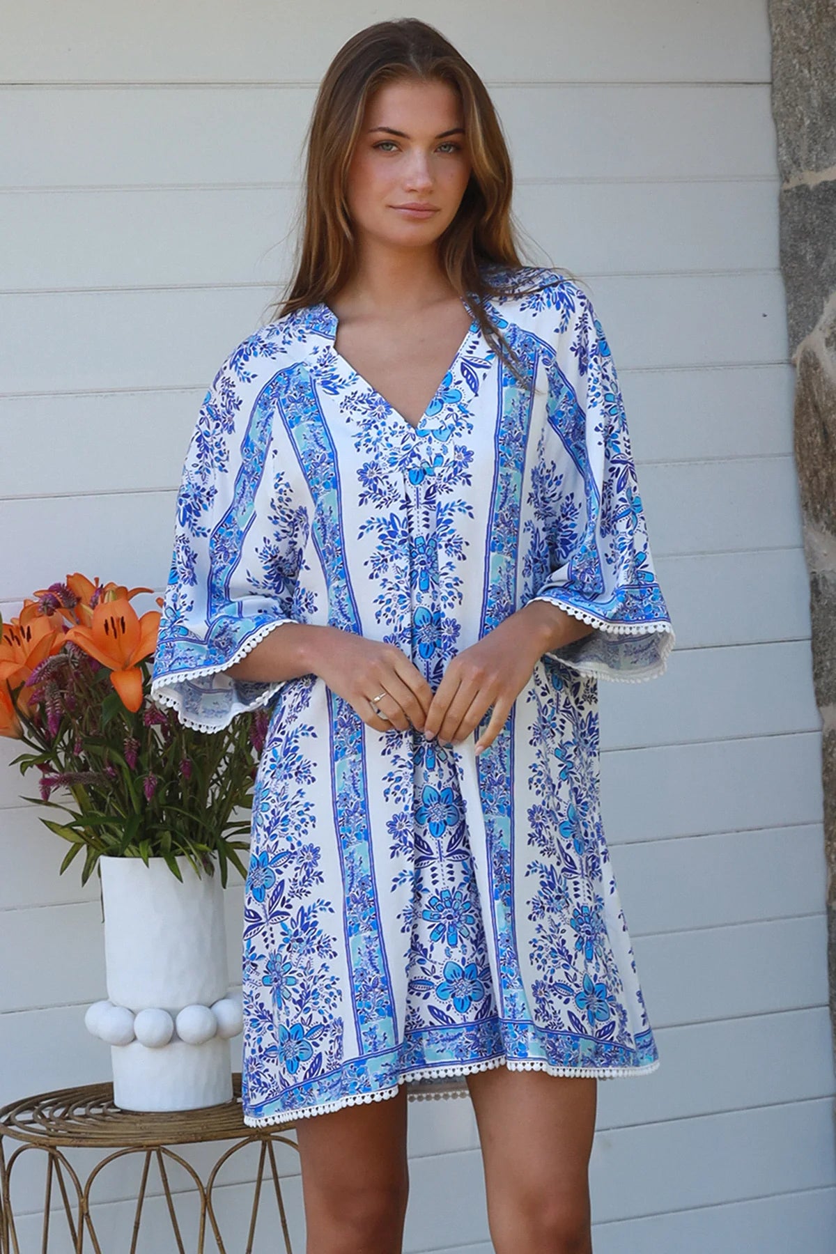 Neriah Grandpa Collar Mini Dress