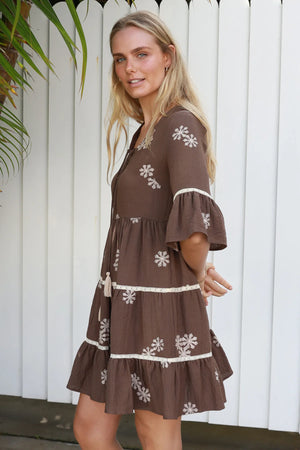 #Brooklyn Snowflake Embroidered Mini Dress