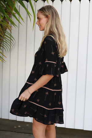 #Brooklyn Palm Embroidered Mini Dress