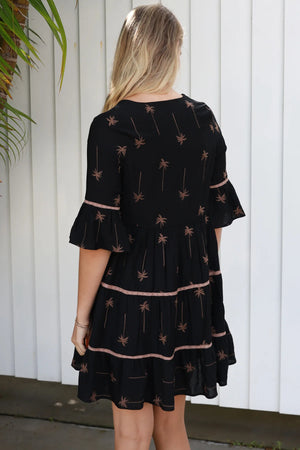 #Brooklyn Palm Embroidered Mini Dress