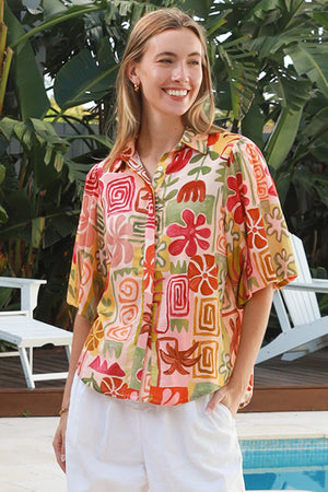 #Natalie Button Up Short Sleeve Top