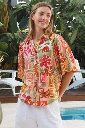 #Natalie Button Up Short Sleeve Top