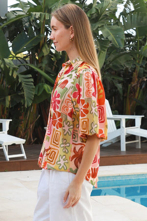 #Natalie Button Up Short Sleeve Top