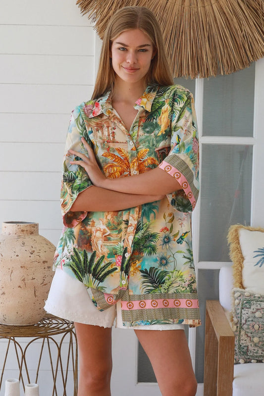 #Frances Tropical Button Up Shirt