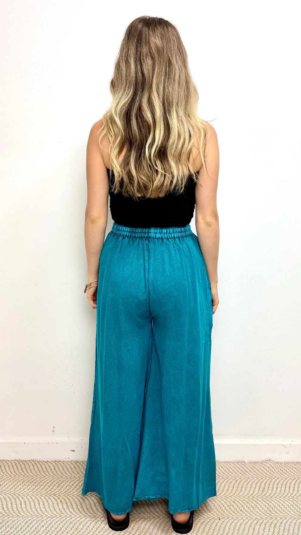 Long Stonewash Pants wth Flare