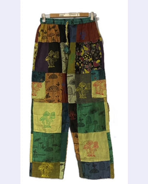 Wide Leg Mushroom Patchwork Pants