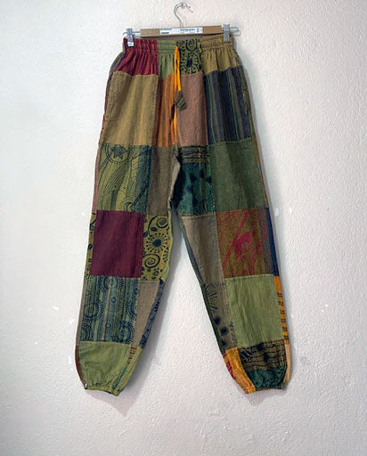 Patchwork Cotton Stonewashed Pants