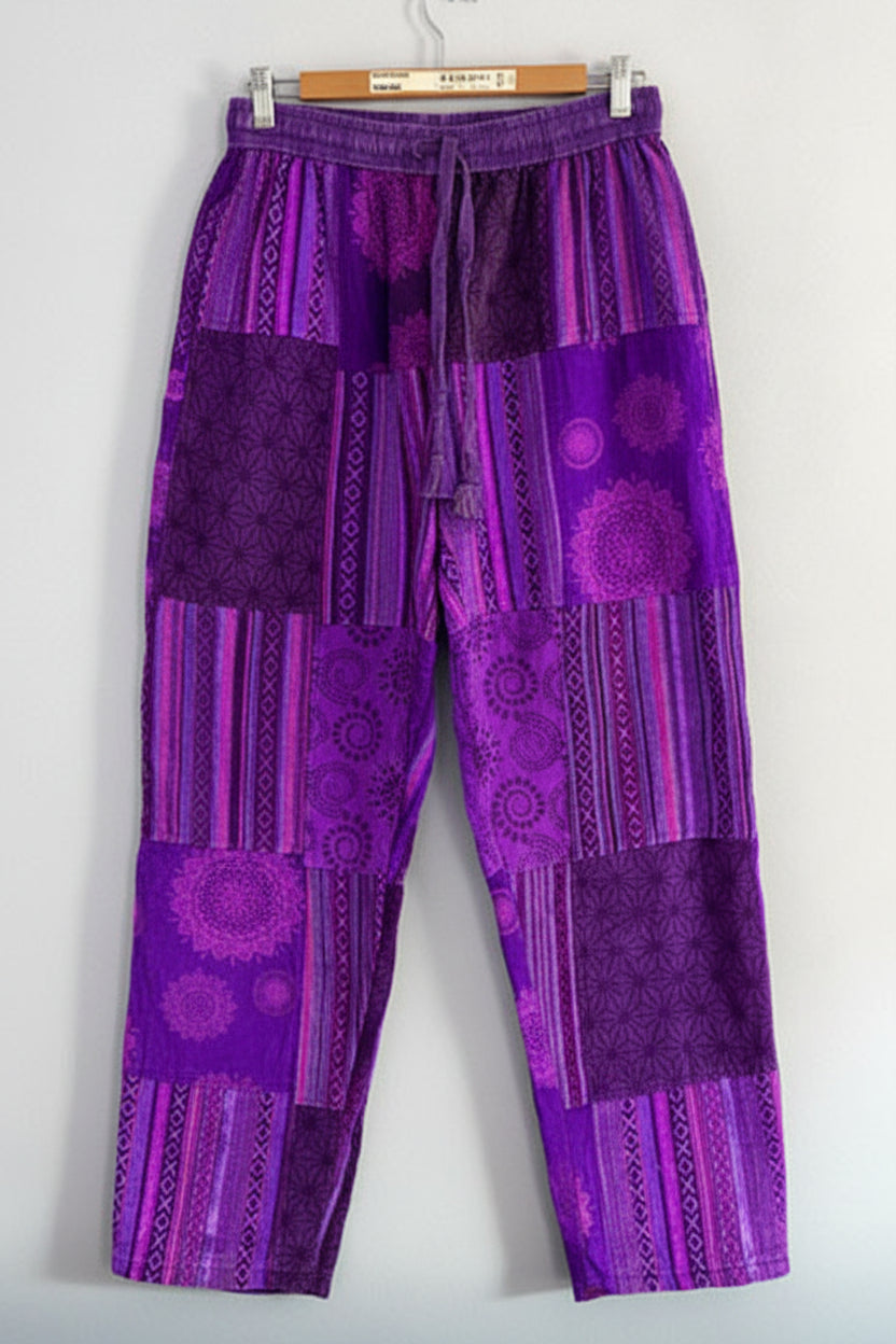 Stonewashed Patchwork Cotton Trouser
