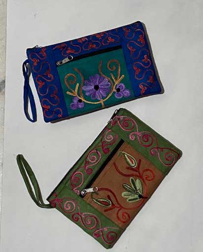 Suede Handmade Embroidered Purse