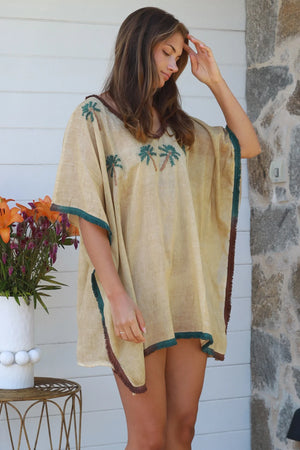 Palm Embroidered Kaftan