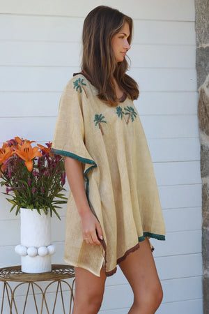 Palm Embroidered Kaftan