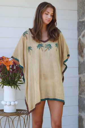 Palm Embroidered Kaftan