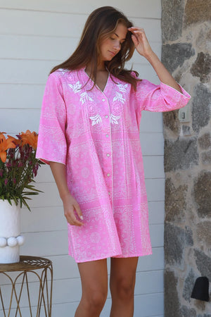 Embroided Paisley Shirt Dress