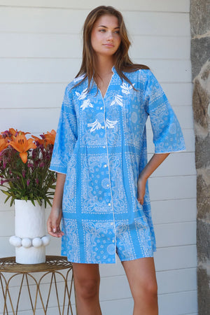 Embroided Paisley Shirt Dress
