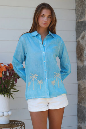 Love Palm Long Sleeve Button Up